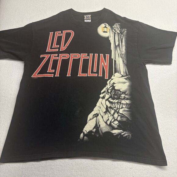 Vintage Led Zeppelin Band Glow in the Dark Liquid Blue Shirt XL - Picture 1 of 7